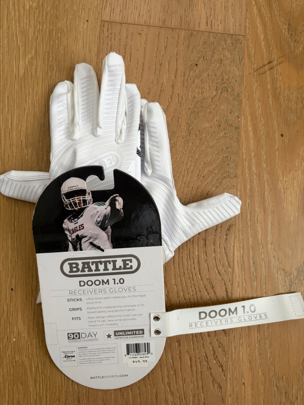 Doom 1.0 Kids Receiver Gloves - White